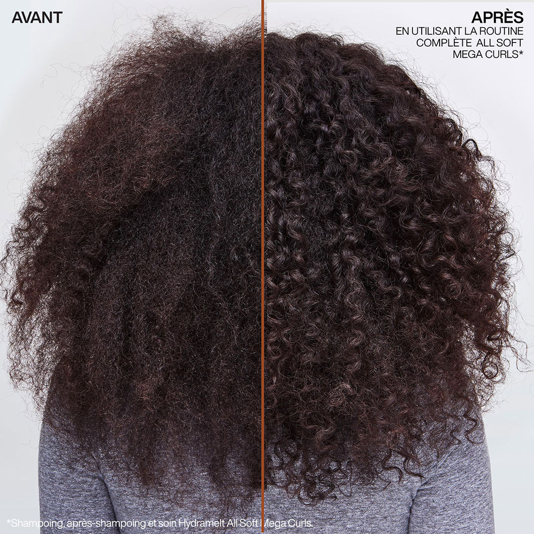 Avant / après utilisation de la gamme All Soft Mega Curls sur cheveux de type 3C